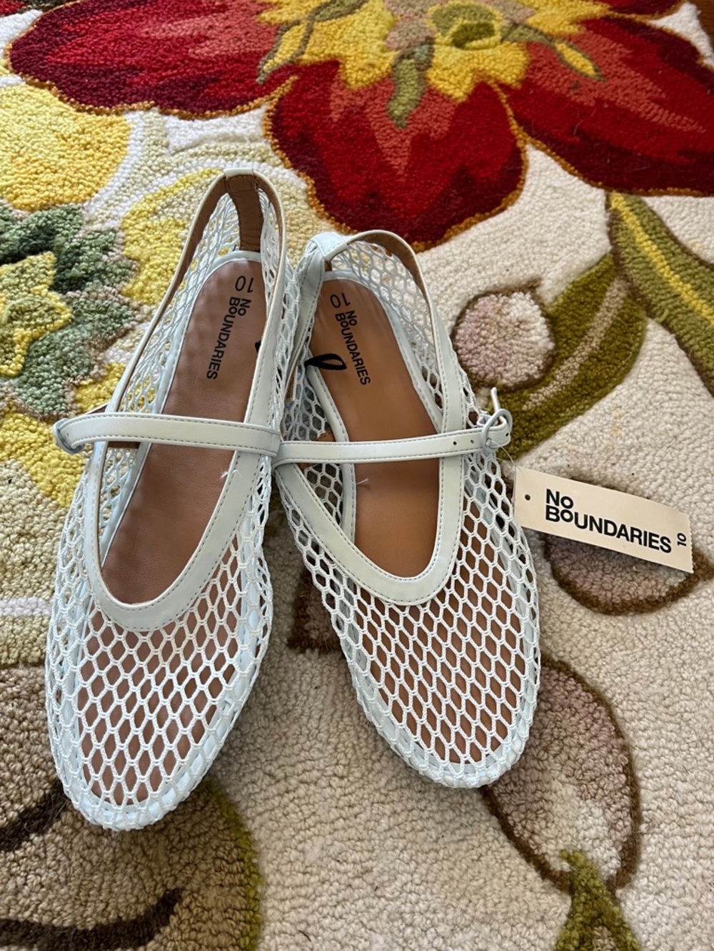 No Boundaries Baby Blue Mesh Mary Jane Flats with Strap